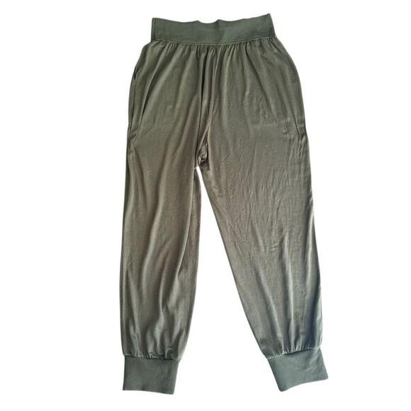 Theory Ribbed Cuff Jogger in Silk Jersey Thyme Green Large - Picture 3 of 7
